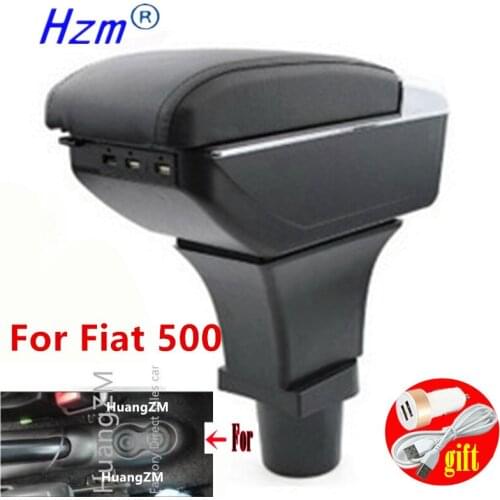 For Fiat 500 Armrest Box Central Store Content Storage Box with Cup Holder Ashtray USB Interface