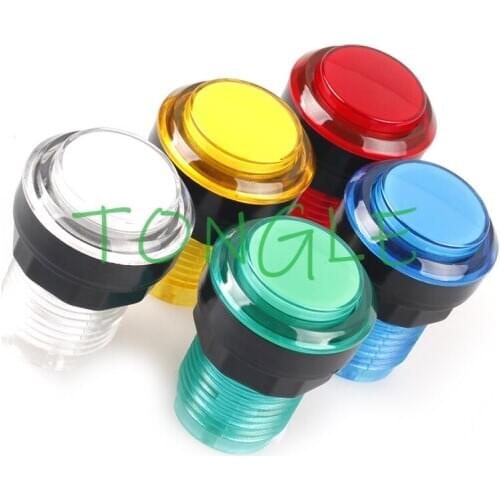 10pcs transparent 32mm LED Round Push Button with 12V led light for Arcade Machine-Game Machine Accessory-Game Machine Parts