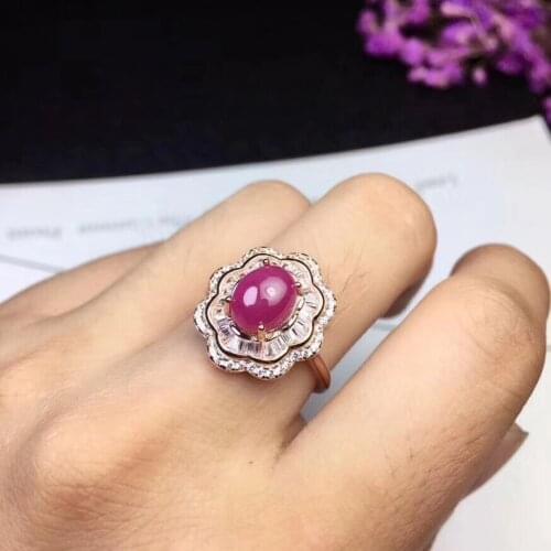 Ruby ring Free shipping Natural real ruby 925 sterling silver Fine handworked jewelry 7*9mm gem