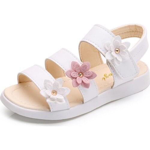 High Quality Girls Sandals Childrens Beach Shoes Kids Summer Floral Princess Shoes Baby Gladiator Soft Flat Sandals