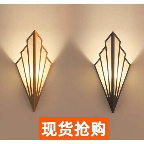 LED corridor aisle staircase lamp European style bedroom hotel bedside creative linen fan-shaped wall lamp