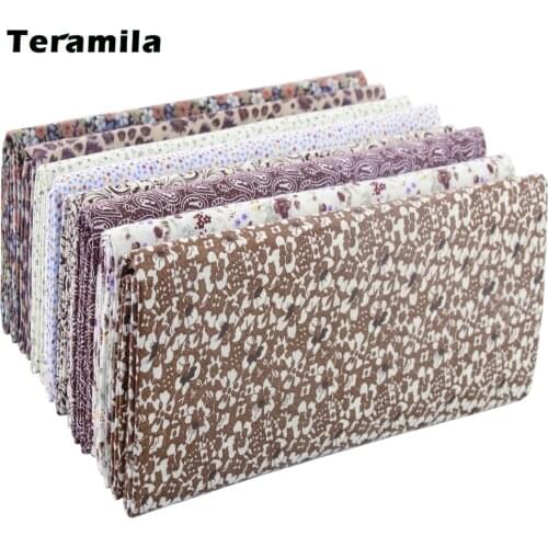 Teramila Exotic Style Floral Pattern Print Thin Cotton Plain Cloth Fabric for Sewing DIY Handmade Crafts Patchwork Needlework