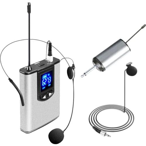 UHF Wireless Lavalier Microphone System Lavalier Lapel MIC Headset Rechargeable