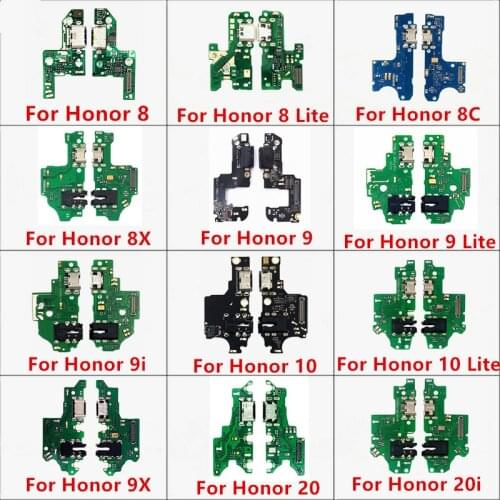USB With Microphone Charging Charger Dock Port Board Part Flex Cable For Huawei View 10 20 Honor 8 8X 8C 9 9X 9i 10 20 20i Lite