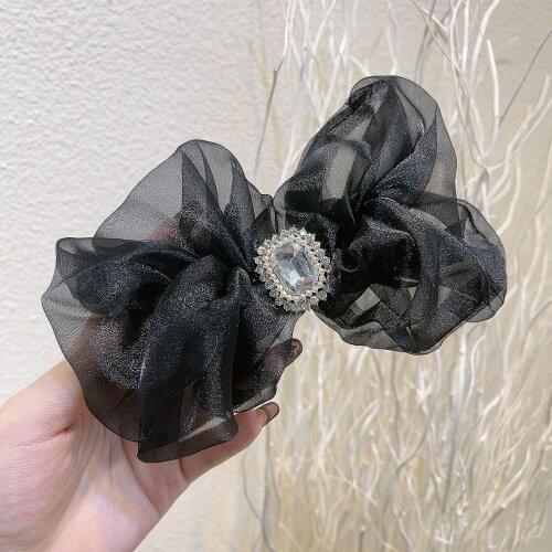 Fairy Fantasy Starry Snap Hair Clip for Women Yarn Bow Rhinestone Elegant Head Ponytail Hairpins Female Girls Hair Accessories