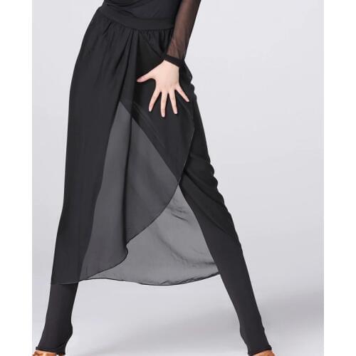 Ballroom Latin Dance Pants Women Black Net Yarn Tassel Ladies Practice Dancing Wear Clothes Samba Tango Salsa Trousers DNV10170