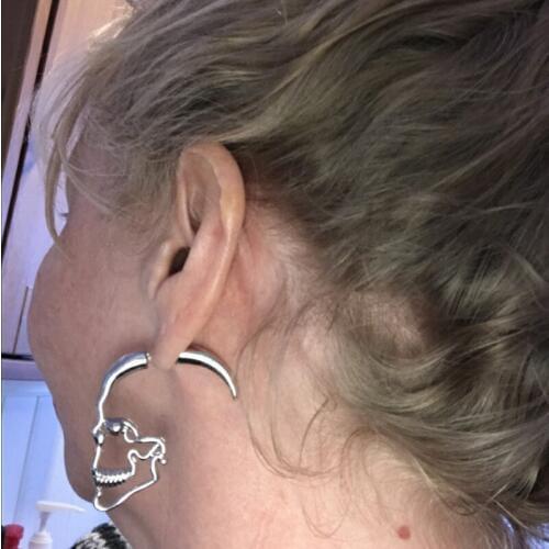 Punk Hollow Skull Silver Color Skeleton Stud Earrings Party Costume Earrings For Women Jewelry