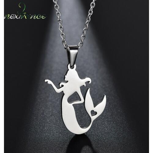 Nextvance Boho Fairytale Mermaid Tail Pendant Necklace Hollow Heart Choker Neckalces for Women Love Accessories