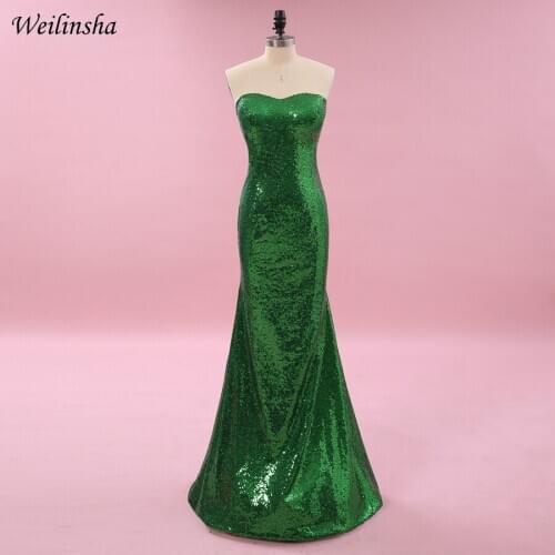 Weilinsha Sequin Mermaid Evening Dress Sweetheart Slim Sexy Prom Party Gowns Sweep Train Long Formal Dresses Fast Shipping