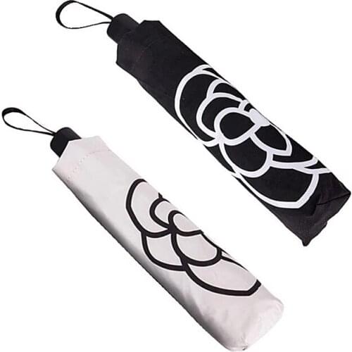 Luxury Brand Korean Fashion Camellia Flower Umbrella Rain Women Men Fold Sun Sunshade umbrellas Outdoor Travel Windproof Parasol