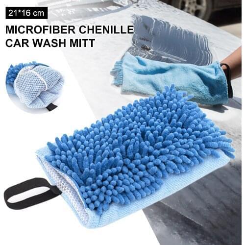 1pc 21*16 Cm Car Wash Mitt Super Absorbent Microfiber Fluffy Chenille Car Washing Cloth Car Styling Non-Scratch Wash Mitt