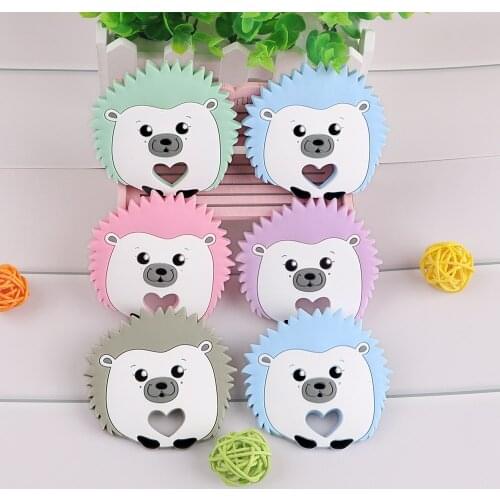 Kovict 1pcs Hedgehog Silicone Teether Cartoon Animal Baby Molar Teether DIY Pacifier Chain Jewelry Accessories Chewable Toys