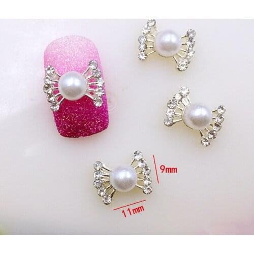 10pcs/bag Japan New 3D Nail Art Deco Metal Silver Fancy Knot Nail Sticker with Glitter Crystal DIY Nail Tools For Maincure