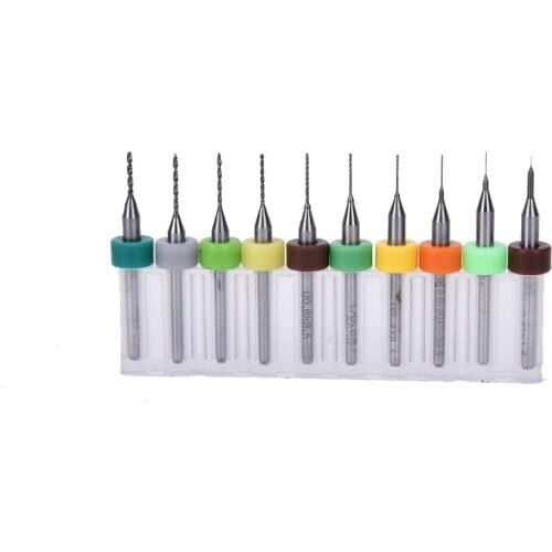 10pcs/Set 1/8"Shank 0.1-1mm Micro Twist Drill Bits Set Wholesale New Carbide PCB Jewelry CNC Engraving