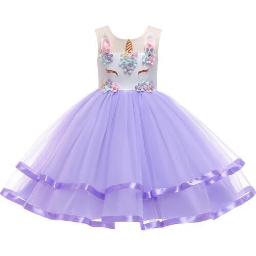 2019 Summer Girls Princess Floral Tutu Dresses For Teenager Baby Girl Unicorn Wedding Party Dress Children Kids Vestidos Clothes