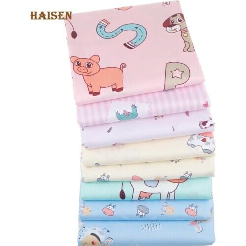 8pcs/lot,Cartoon Series Twill Printed Cotton Fabric Patchwork Twill Squares Cloth DIY Sewing&Quilting Doll Crafts Set Material