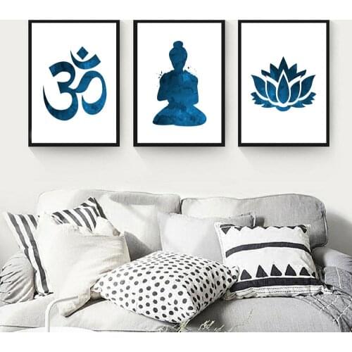Meditation Canvas Painting Abstract Buddha Statue Lotus Poster Buddha Buddhism Prints Poster For Living Room Home Decor Wall Art