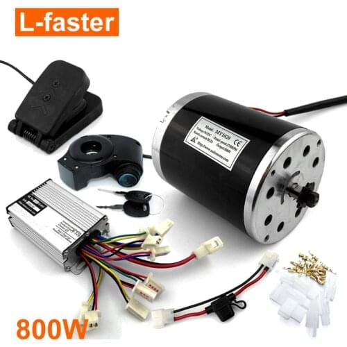 Bracketless 800W 36V 48V Electric Motor For E-scooter Bike Go-kart Minibike Brushed Controller With Fuse Foot Pedal Throttle