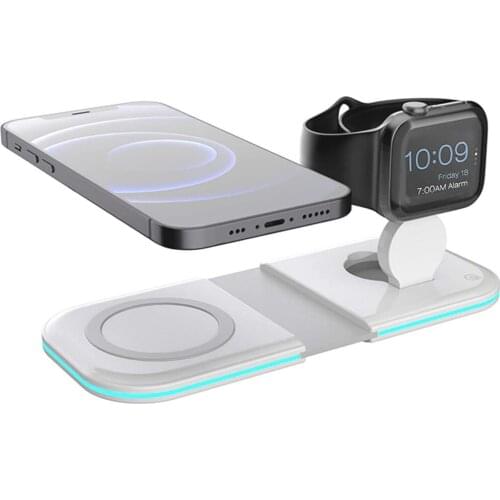 2 in 1 Wireless charger For Magsafe iPhone 12 Pro Max 15W Magnetic Dual Folding Qi Wireless Charging Dock For Apple iWatch