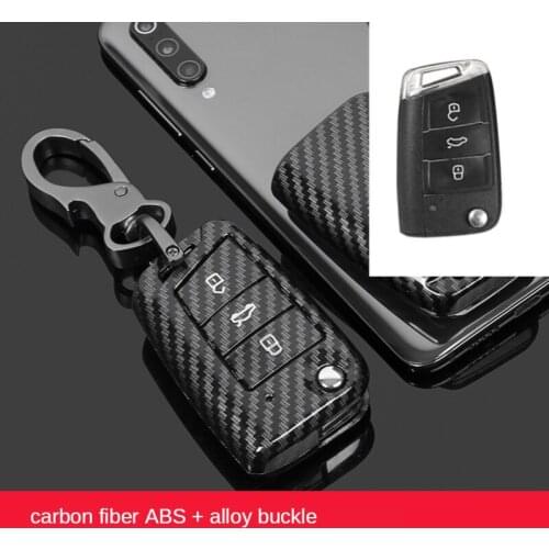 Carbon Fiber ABS Car Key Case For VW Volkswagen Polo Golf 4 5 6 7 T5 Passat B6 B5 Skoda Octavia A5 A7 Seat Leon Ibiza Ateca