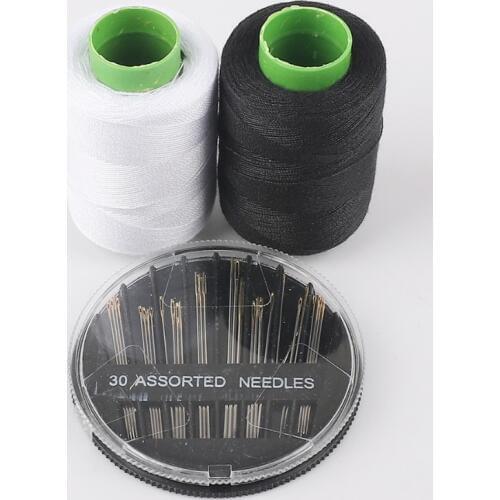 Durable Black/White Sewing Threads 30pcs Assorted Hand Sewing Needles Embroidery Mending Accessories Sewing Crafts Set