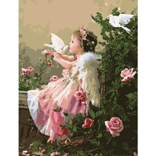 DIY Digital Painting By Numbers white pigeon oil painting mural Kits Coloring Wall Art Picture Gift frameless