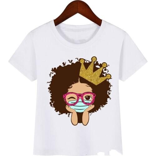 Feed me donuts tell me i'm cute little melanin princess print graphic tees black girl t-shirt top kids teens childrens clothes