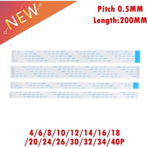 10Pcs FPC Ribbon Flexible Flat CABLE PITCH 0.5MM 200MM Forward Direction A-Type 40P FFC WIRE 4P/6/10/12/16/18/20/24/26/30/32/40P