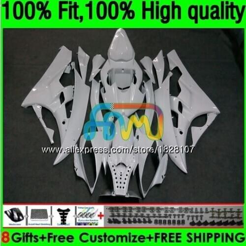 Injection For YAMAHA YZF R 6 YZF 600 YZF-600 YZFR6 06 07 53BS.15 YZF R6 06-07 600CC YZF600 YZF-R6 2006 2007 Glossy white Fairing