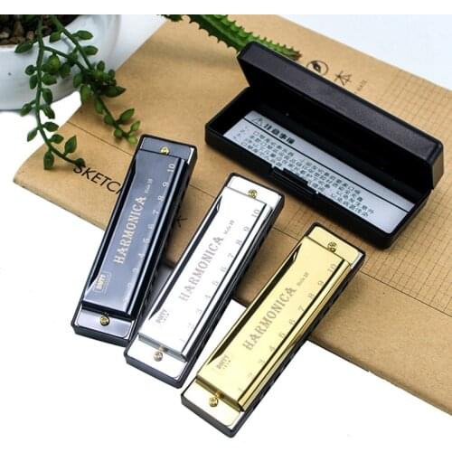 10 Holes Key of Harmonica Children Creative Single Row Beginners Metal Musical Instrument Educational Toy with Box 2021 Hot New