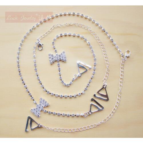 Rhinestone metal underwear bow bra shoulder strap formal dress wedding dress spaghetti strap diamond bra with
