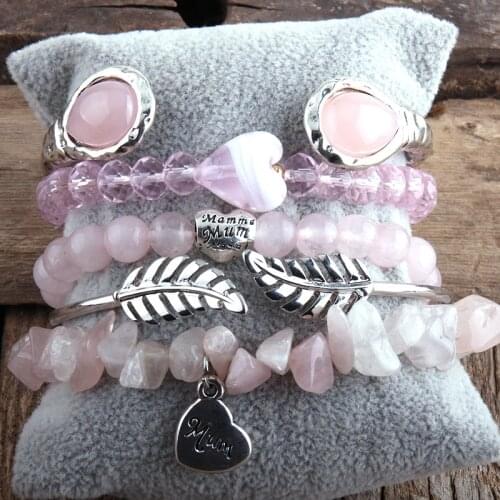MD Fashion Bohemian Jewelry Stone Beaded Bracelet 5pc Bangle & Bracelets Sets For Natural Stone And Crystal Women Boho Gift