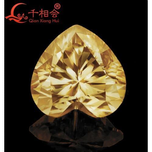 Yellow color heart shape moissanite loose gem stone Sic material by qianxianghui (video is light yellow)