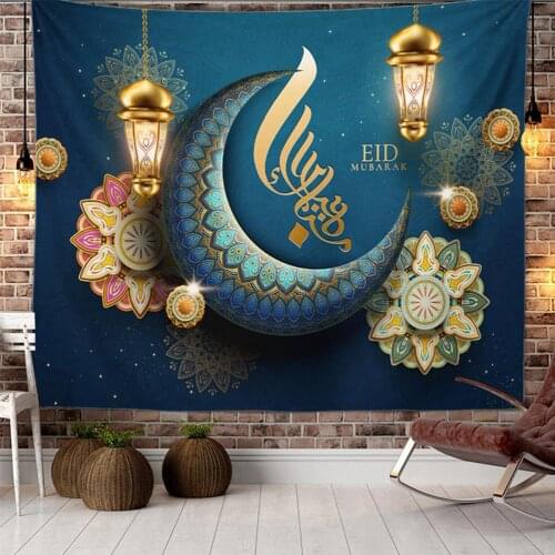 RamadanMuslim Moon Light Wall Hanging Tapestry Traveling Camping Oil Painting Boho Tapestry Yoga Pad Sleeping Tapestries