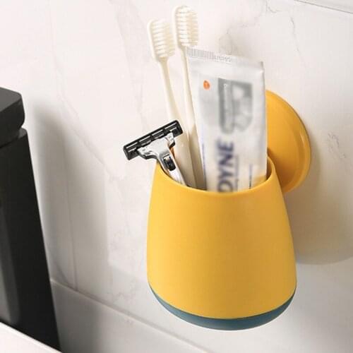 No Drilling Wall Mounted Holder for Bathroom Toothbrush Toothpaste Organizer Box Multicolors