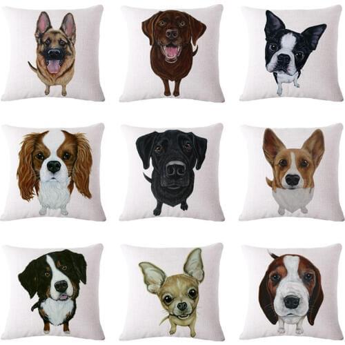 Lovely Dogs Cushion Cover Labrador French Bulldog Corgi Printed Home Decorative Childrens room Garden Sofa Seat Bed Pillowcases