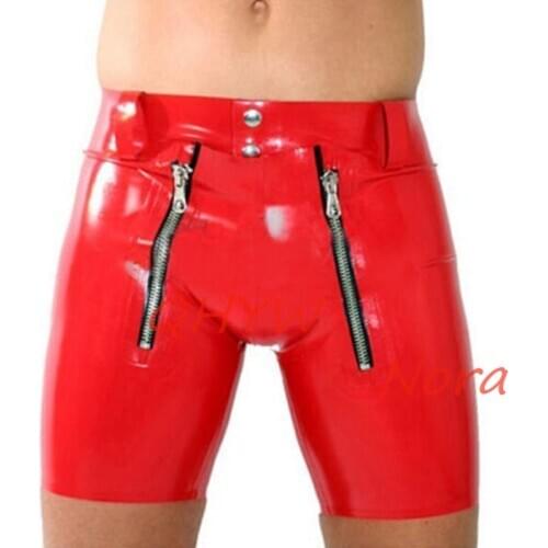 New Fetish Latex MenTight Short Pants With Crotch Zipper Front Flat Codpiece Customized gay fetish Men latex Sexy Latex Brief