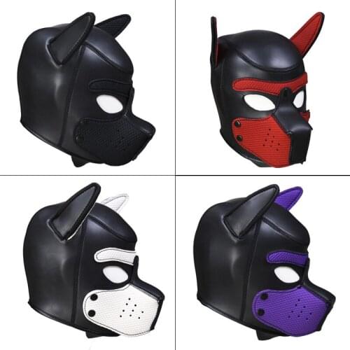 Brand New Fashion Padded Latex Rubber Role Play Dog Mask Puppy Cosplay Full Head with Ears Sex Toys For Women Couples