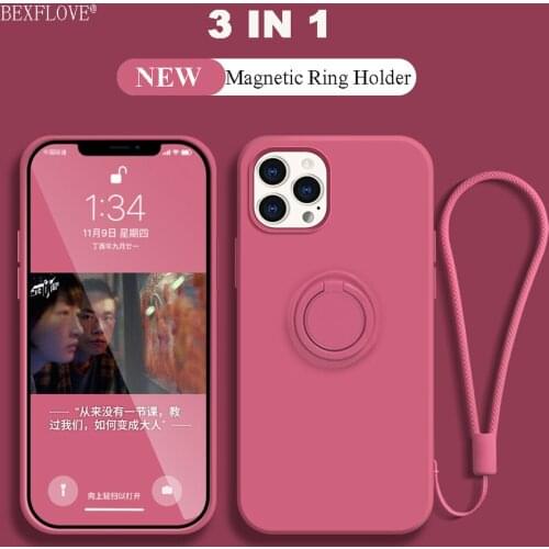 NEW Original Silicone Magnetic Ring Holder Case For iPhone 13 Pro Max Mini Case Soft Car Stand Finger Bracket Cover 13Mini Funda