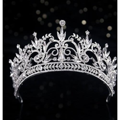 New Bridal Headdress White Crystal Crown Bride Princess Crown Hair Clasp Wedding Hair Accessories Ornament