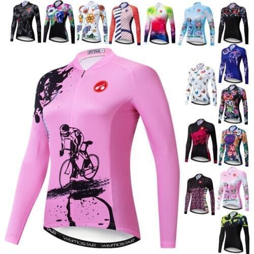 Weimostar Autumn Womens Cycling Jersey Long Sleeve Cycle Wear Quick Dry Bicycle Clothing Spring MTB Bike Jersey Cycling Jacket