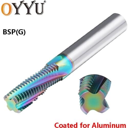 OYYU BSP(G) Coated Full Tooth Thread Milling Cutter for Aluminum Solid Carbide Router Bit CNC Tungsten Steel 1/16"x28 1/8"x28