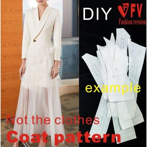 New style womens coat pattern Slim long garment sewing drawing 1:1 physical pattern BFY-312