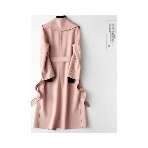 Autumn Winter Womens Wool Coat Female Double Sided Jacket With Belt For Women Long Parka Outwear casaco feminino LX2474