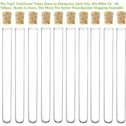 50pcs 16*150 mm 20ml Plastic Test Tube With Cork Stopper 6-inch Clear Wedding Favour Tubes , All Size Available as Below