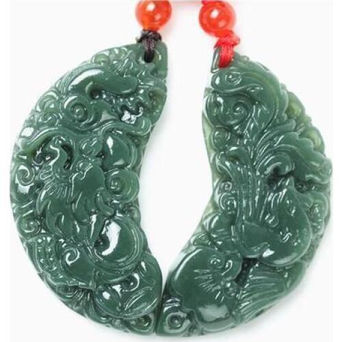 Genuine Xinjiang and Tian Yuqing natural jade pendant jade dragon and phoenix couple jade pendant male and female models
