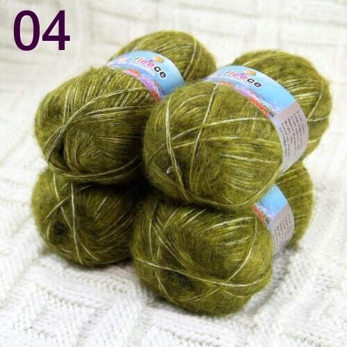 Sale 4SkeinX50gr Luxury Fluffy Soft NEW MOHAIR Shawls Hand Knit Crochet Yarn green 82204