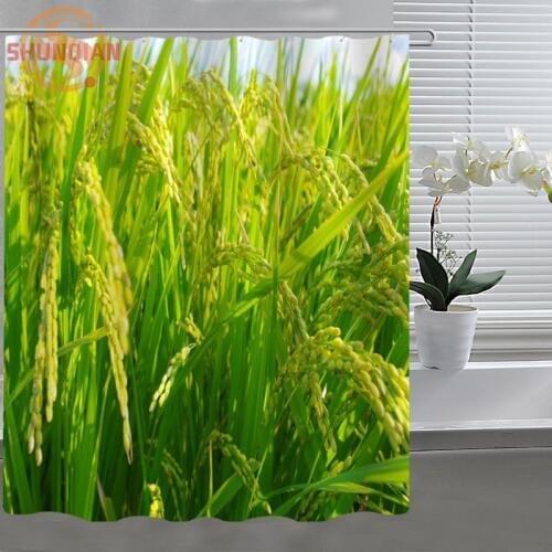 Rice spike Custom Shower Curtain Fabric polyester Bath Curtain beautiful H03iz26-122