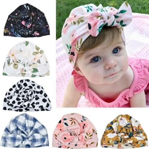 Wecute Newborn Baby Hat Flower Bowknot Baby Cap Infant Girl Hospital Cap Soft Cotton Toddler Knit Newborn Baby Photography Props