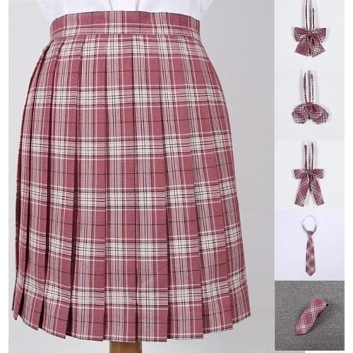 School Dresses Light Red Plaid Pleated Skirt High Quality JK Uniform Skirt Students Cosplay Anime Skirt Sailor Suit Short Skirts